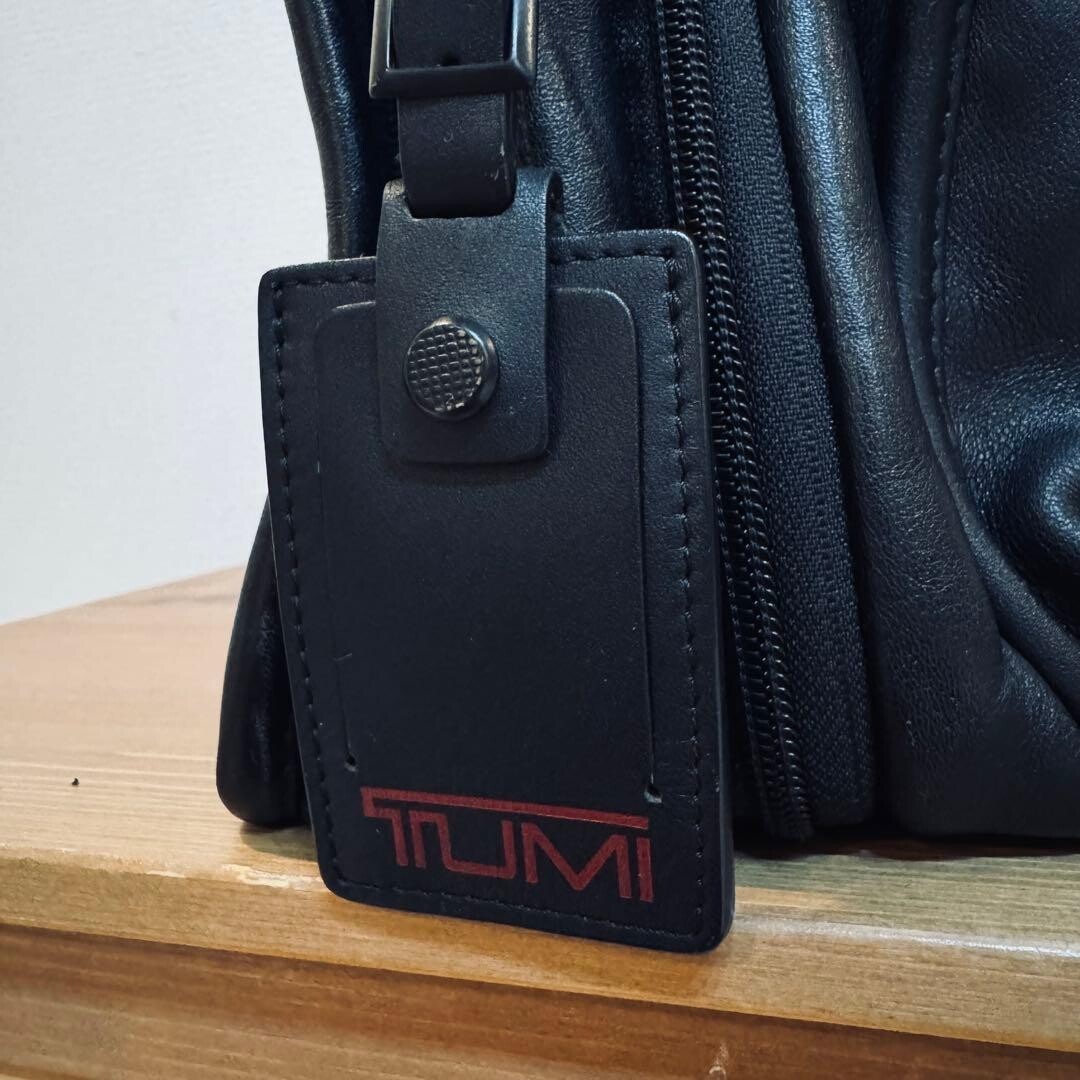 TUMI Alpha 2 Leather 2-Way Business Briefcase Laptop Bag 96141D2 Black 44cm