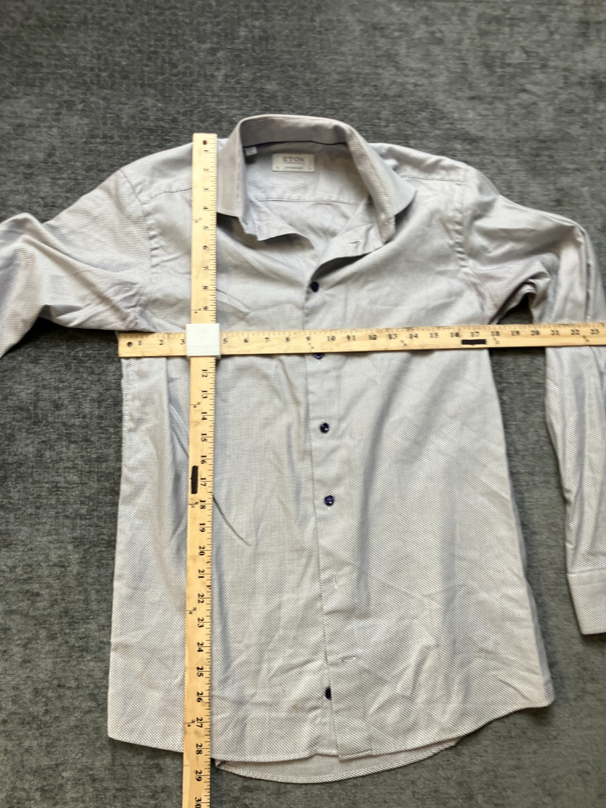 Eton Dress Shirt Men’s 15 38 White Textured Contemporary Fit Formal Button Up