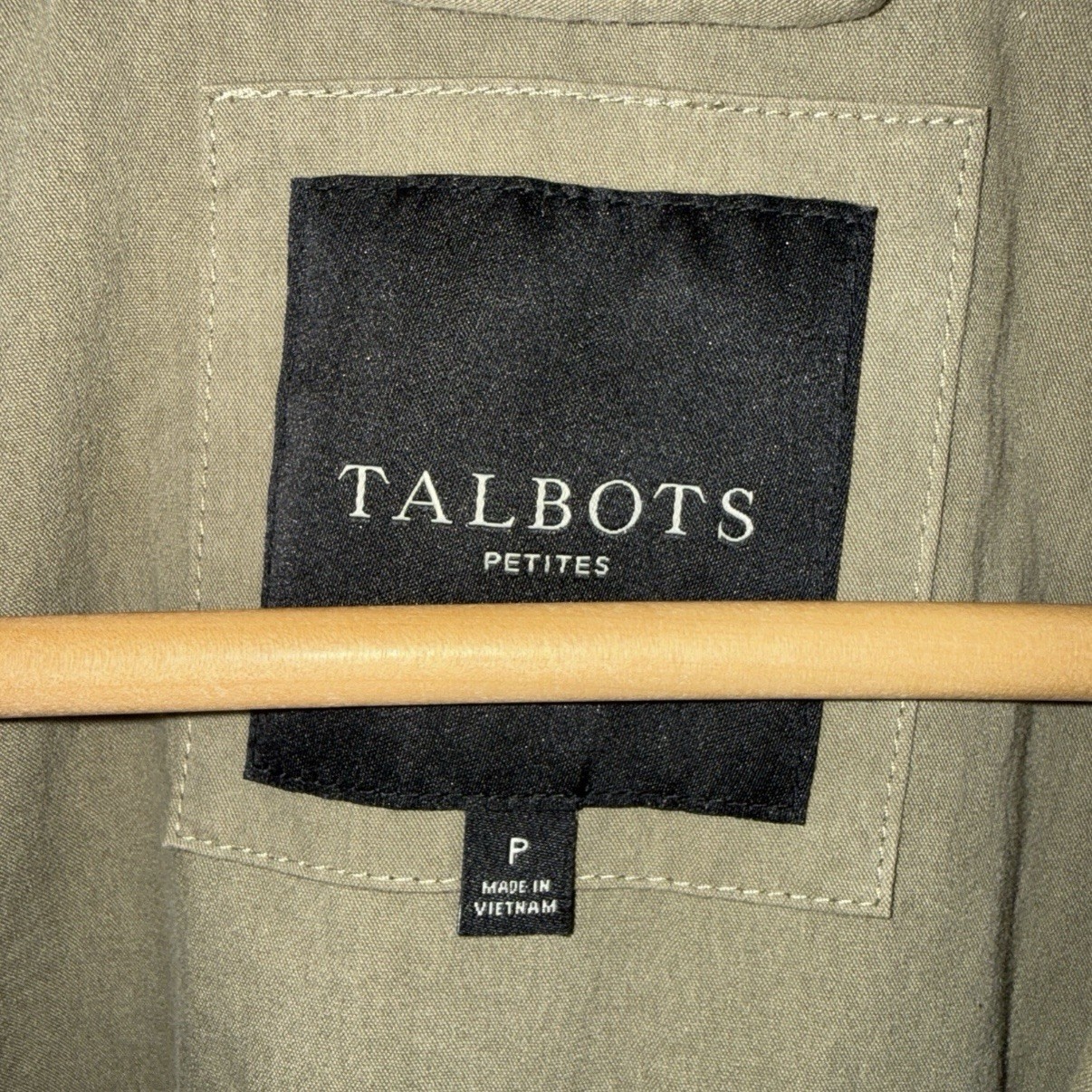 Talbots Military Field Utility Jacket Size P Petite Green Olive Drawcord Waist