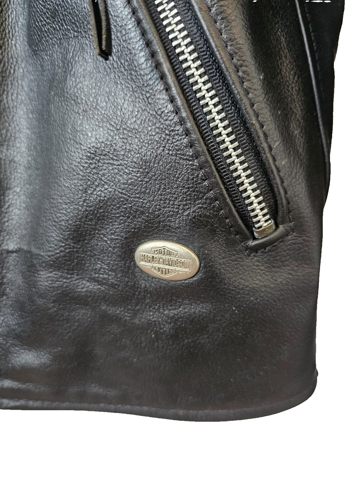 Harley Davidson Womens Small Black Leather Moto Biker Riding Jacket USA Zip YKK