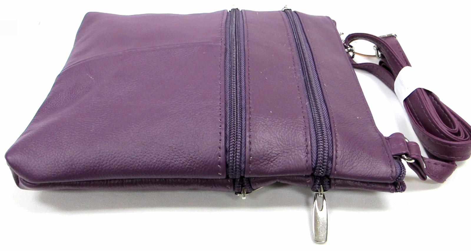 5 Zipper Pocket Genuine Leather Every Day Purse Shoulder Cross Body Slim 7 Color