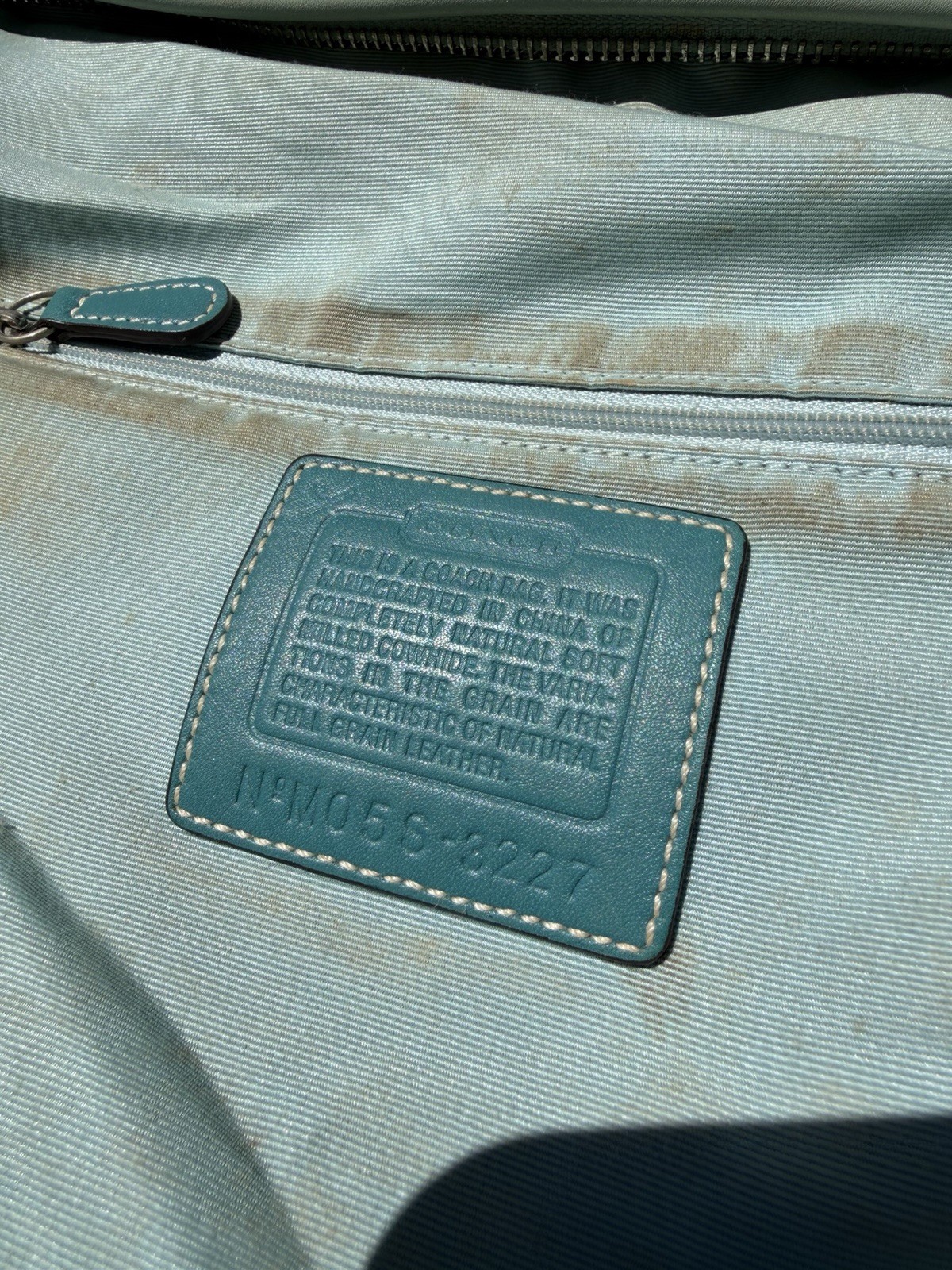 *worn* Vintage Y2K Coach 3227 Baby Blue Pebbled Leather Soho Hobo Shoulder Bag
