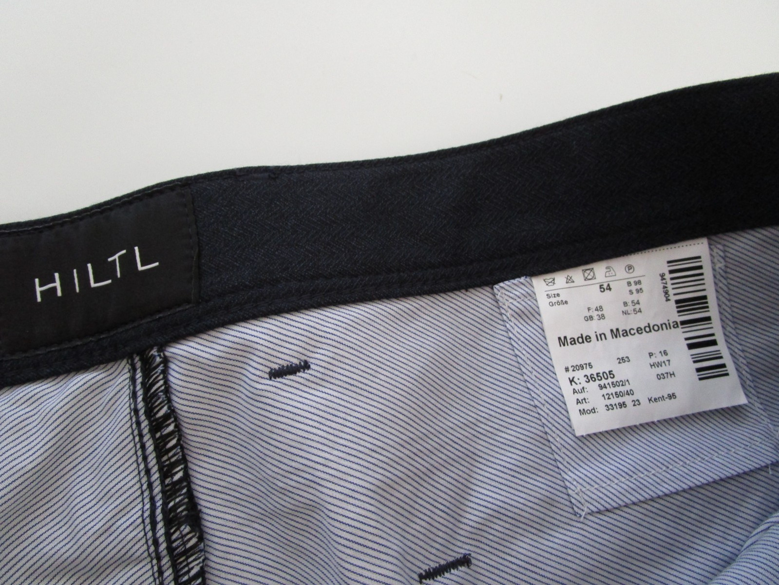 Mens 38×34 Hiltl Pants Kent-95 Contemporary Wool navy blue 38×37 measure