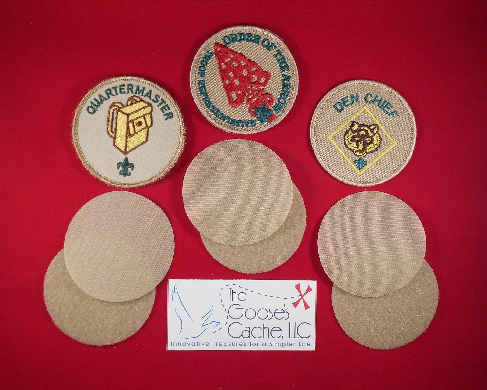 Tan Sew-on Hook and Loop for Attaching Patches to Scout BSA Shirts