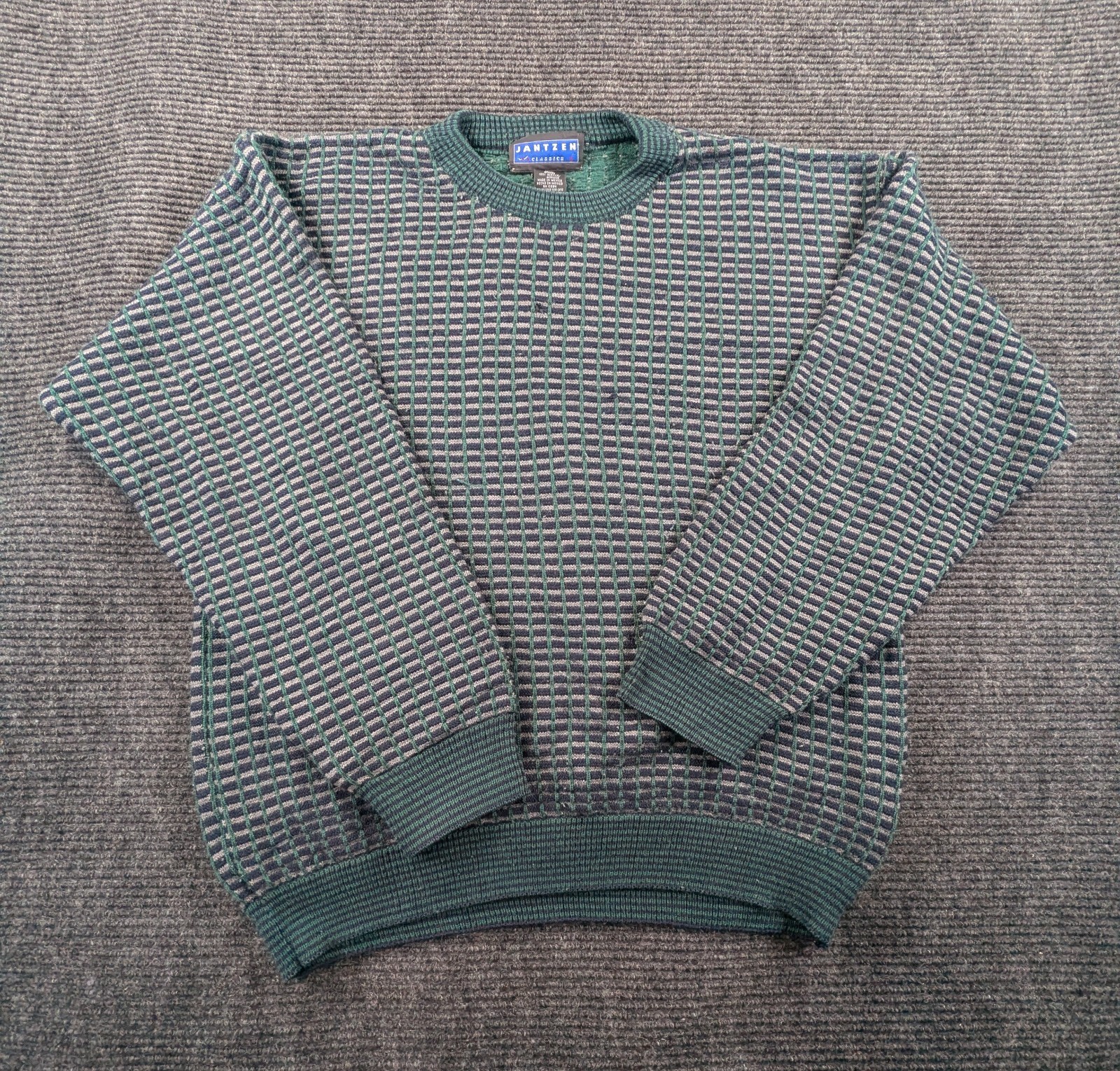 Vintage Jantzen Classics Sweater Mens Large Multicolor Tight Knit Textured Cozy