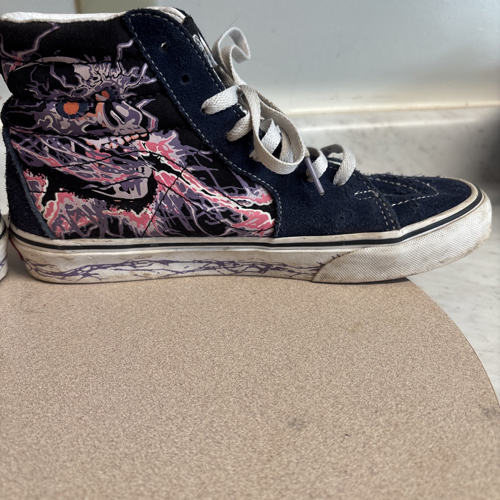 VANS Off The Wall Graphic High Top Skate Sneakers Navy Suede Men’s Sz 8