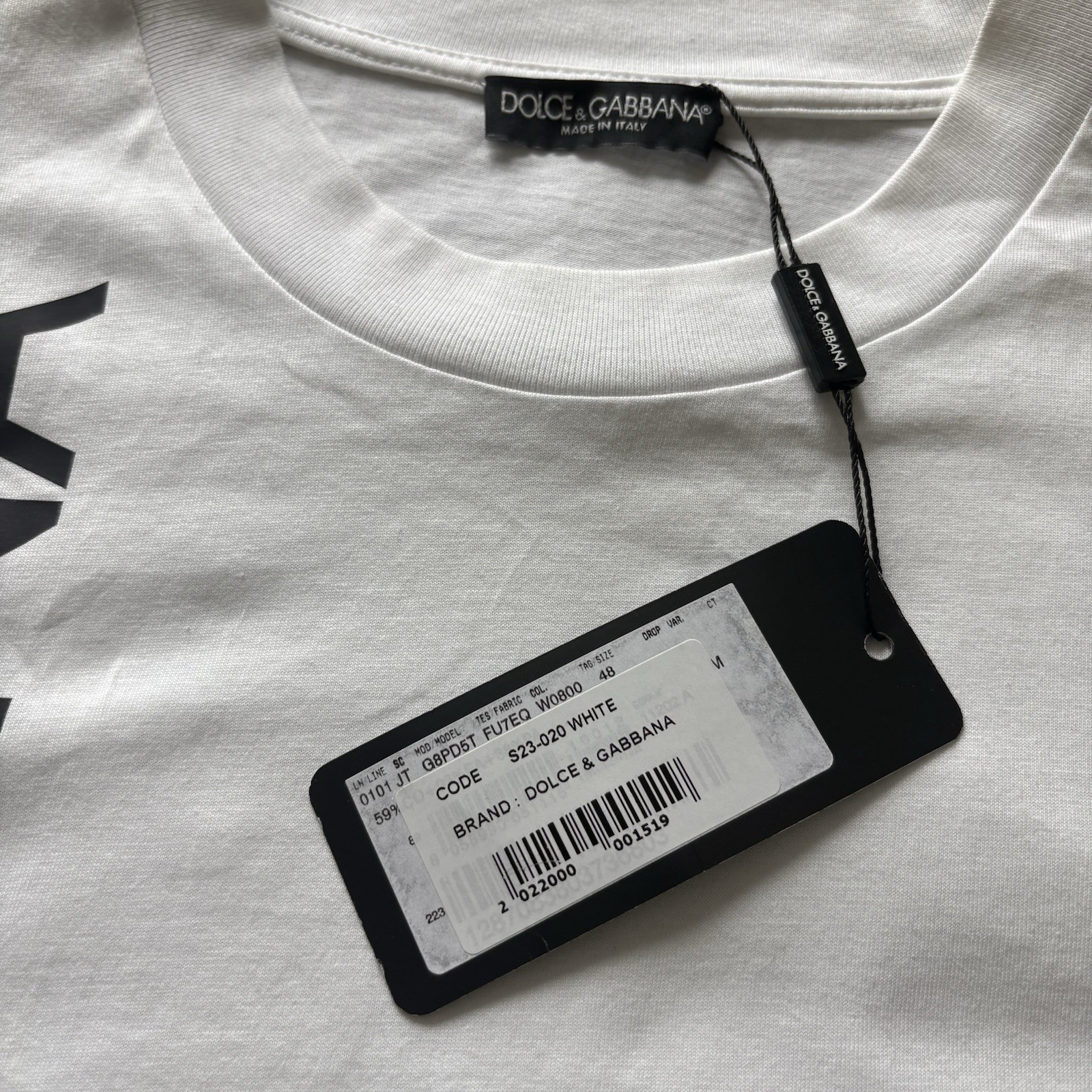 Dolce & Gabbana Milano Logo Print T-Shirt Men White/Black Size Medium / IT 48