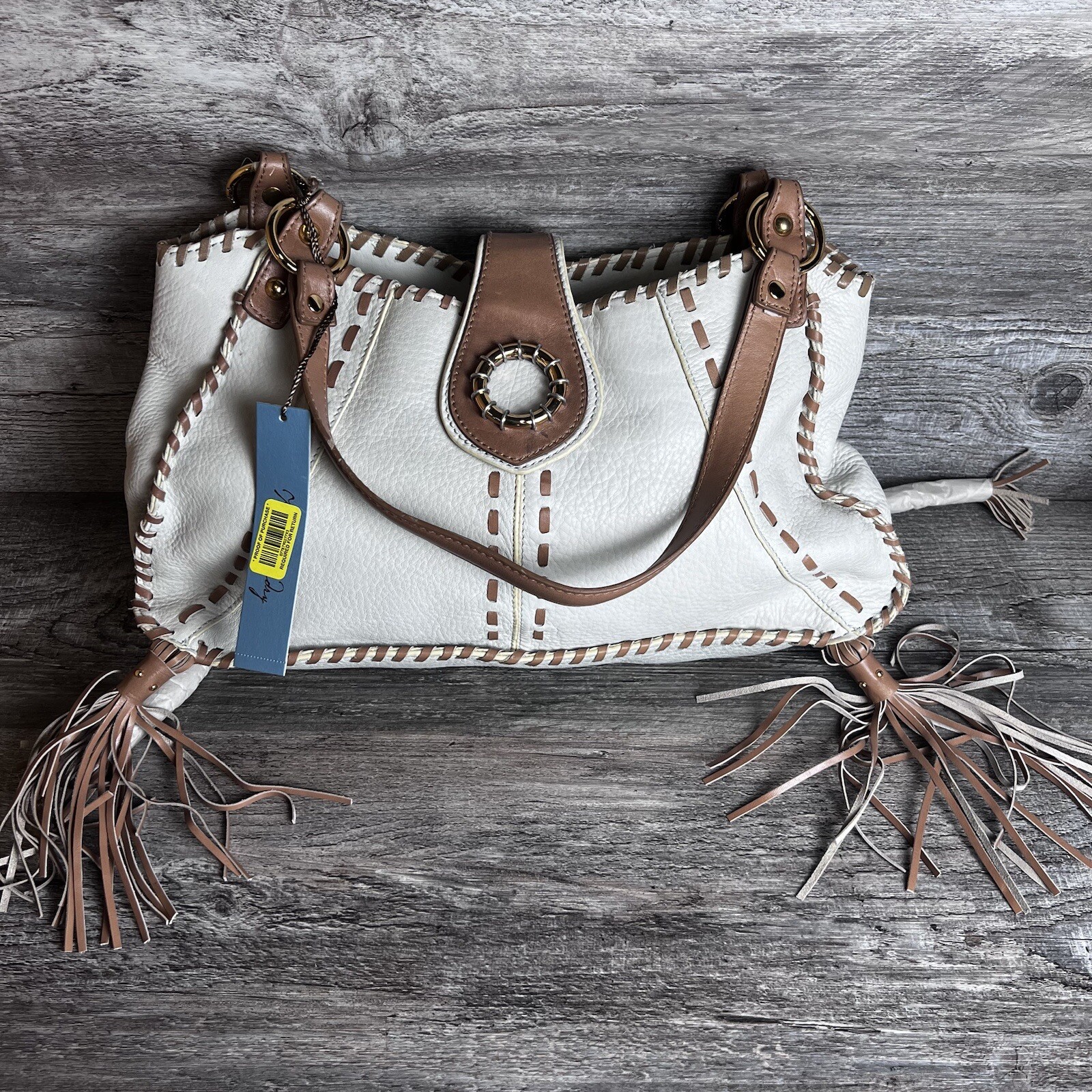 NEW RETRO LAUNDRY ICE 0270 LEATHER BRAIDED SATCHEL PURSE HAND BAG