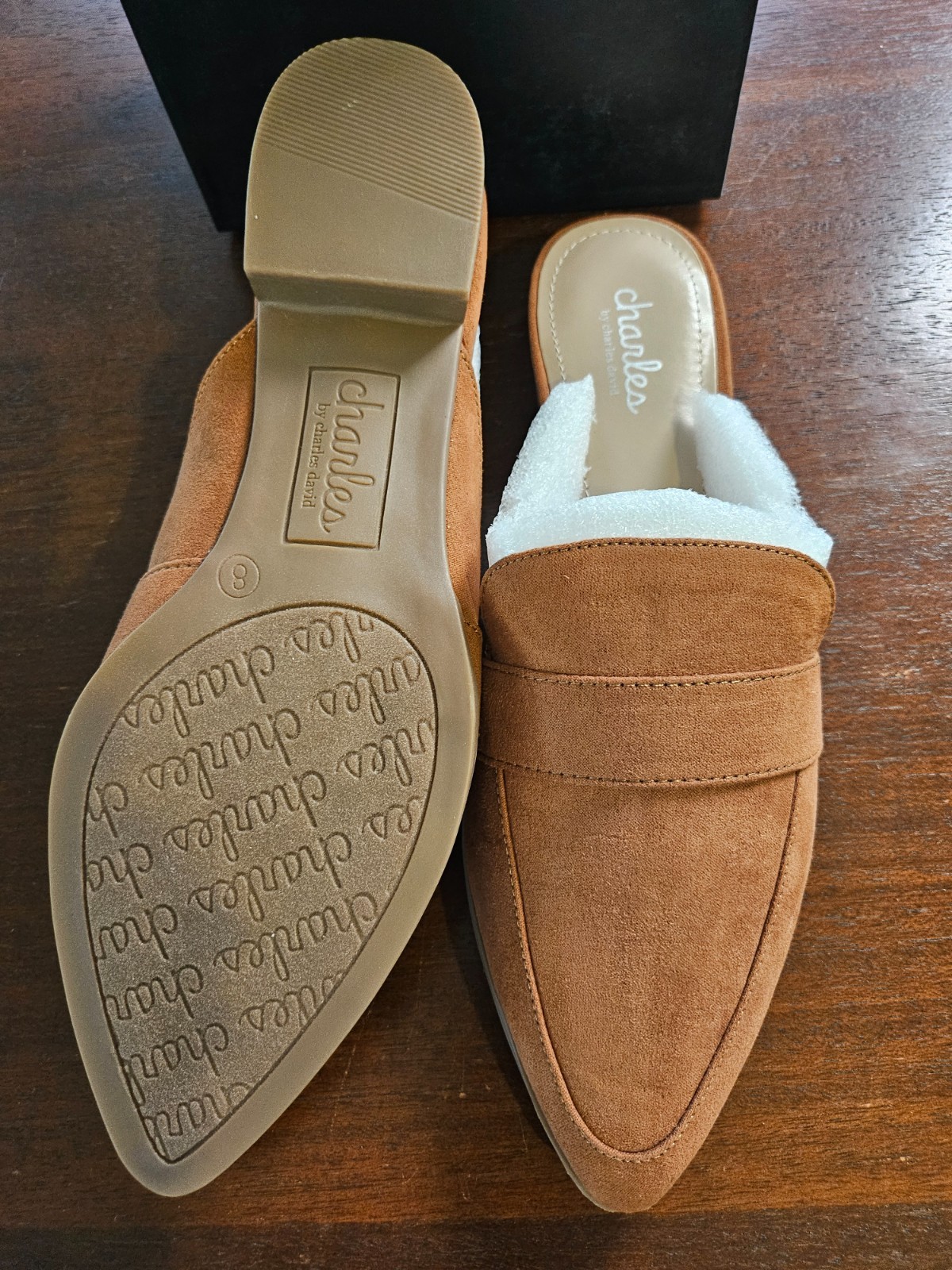 Charles by Charles David Elijah Flat Brown Mule slide Size 8 M New in Box $130