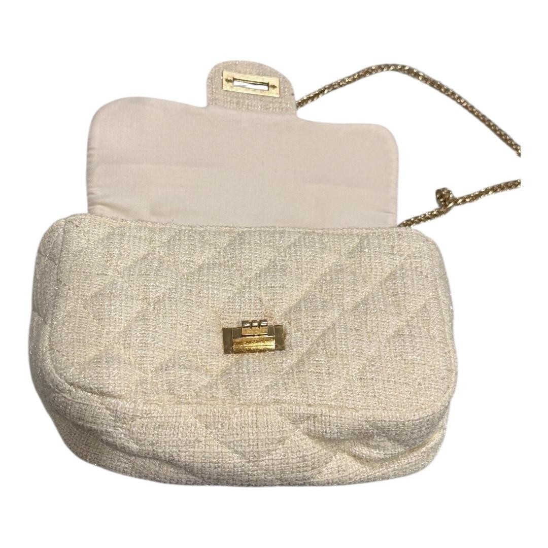 Forever 21 Crossbody Bag Purse Womens Small White Quilted Chain Strap Evening