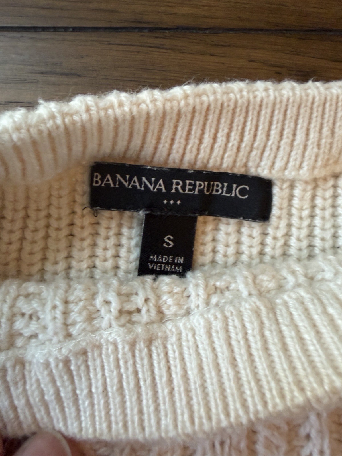 Banana Republic Beige Ribbed Knit Crewneck Long Sleeve Pullover Sweater S