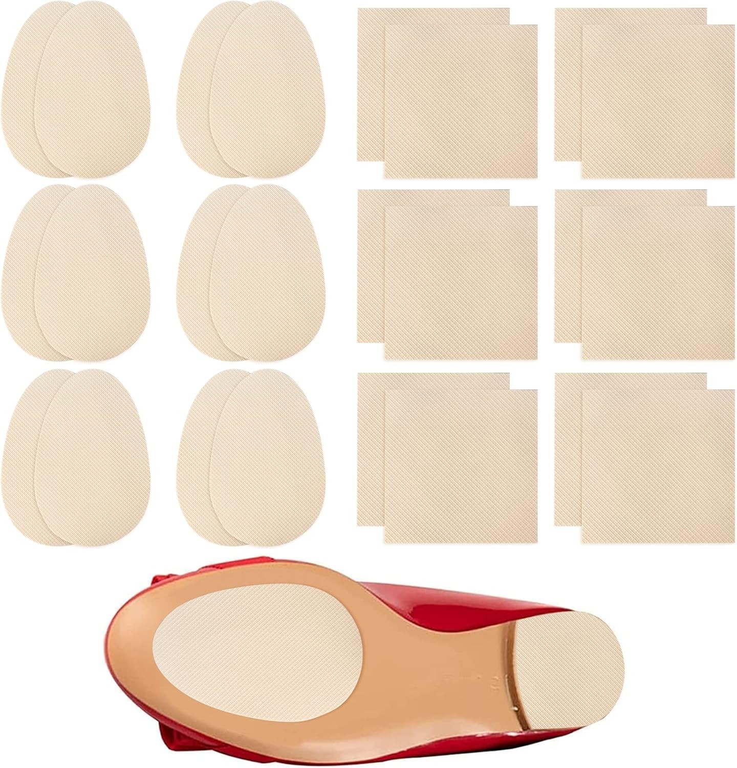 24 Pcs Non-Slip Shoes Pads Adhesive Shoe Sole Protectors, Beige & 24pcs