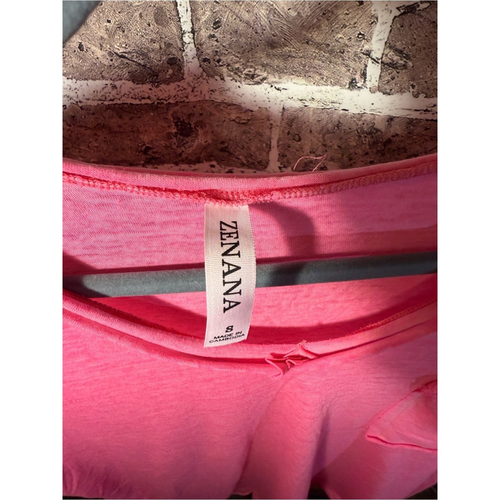 Zenana Outfitters Hot Pink V-Neck Pocket Tee