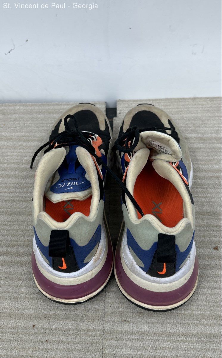 Nike Air Max 270 React Fossil Cushioned Sneaker Black Blue Beige CI3899-200 Sz 9