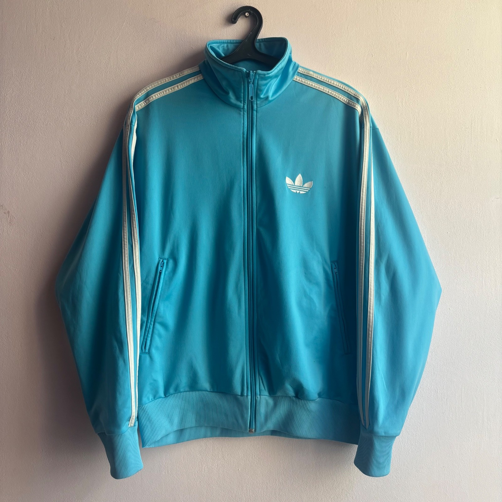 Y2K 2006 Adidas Originals Track Jacket Baby Blue Trefoil 3 Stripes Size L