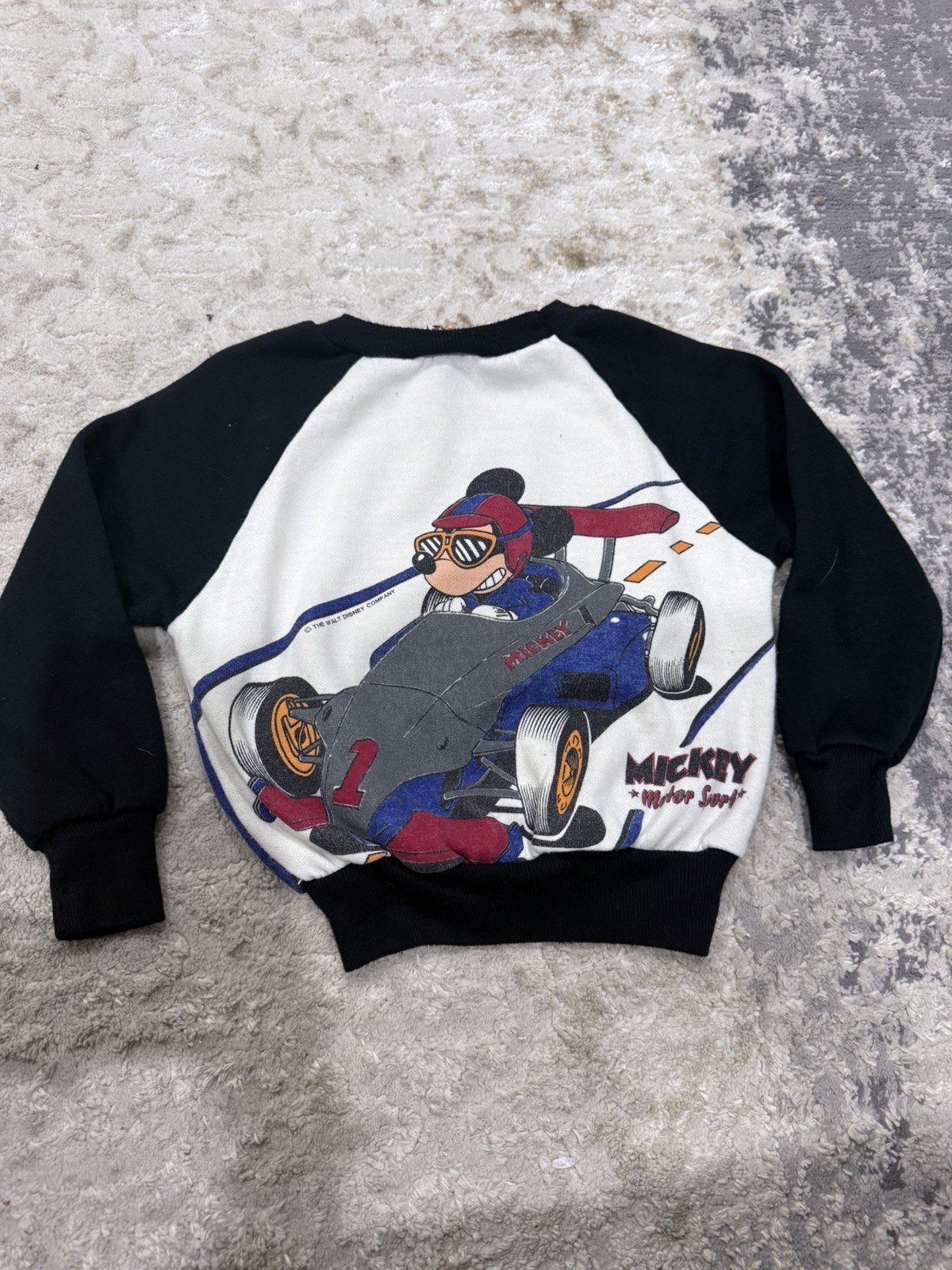 Vintage Mickey Mouse Racer Crewneck Double Sided Rare Disney Size 4t 90s USA