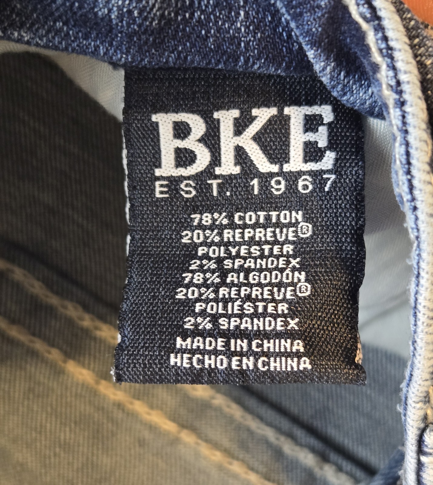 BKE Derek Jeans Men 34×29** Blue Denim Straight Leg Cowboy Thick Stitch
