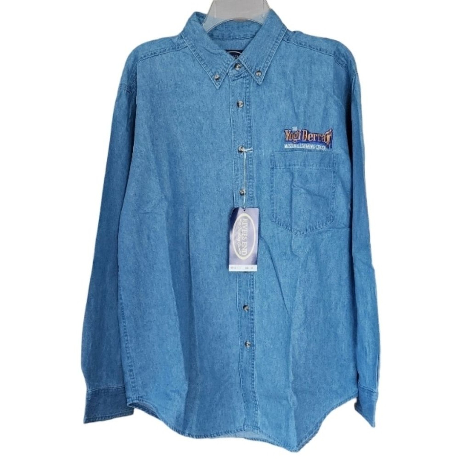 NWT Yogi Berra Museum Y2K Denim Shirt Rivers End Medium Embroidered