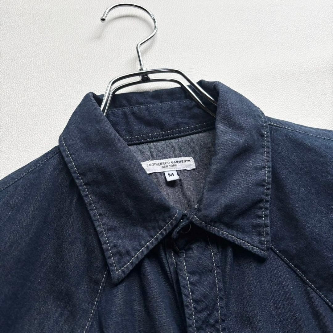 Engineered Garments Denim Short Sleeve Shirt M USA Made Cotton Indigo F/S