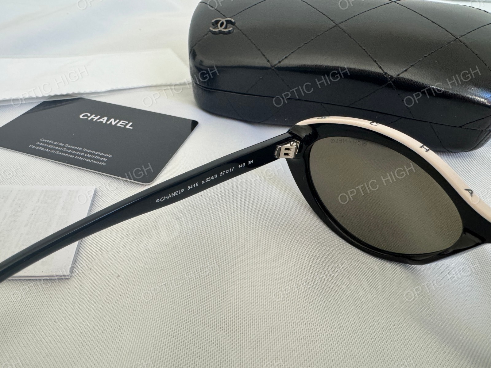 CHANEL CH5416 Beige & Black Acetate Oval Sunglasses