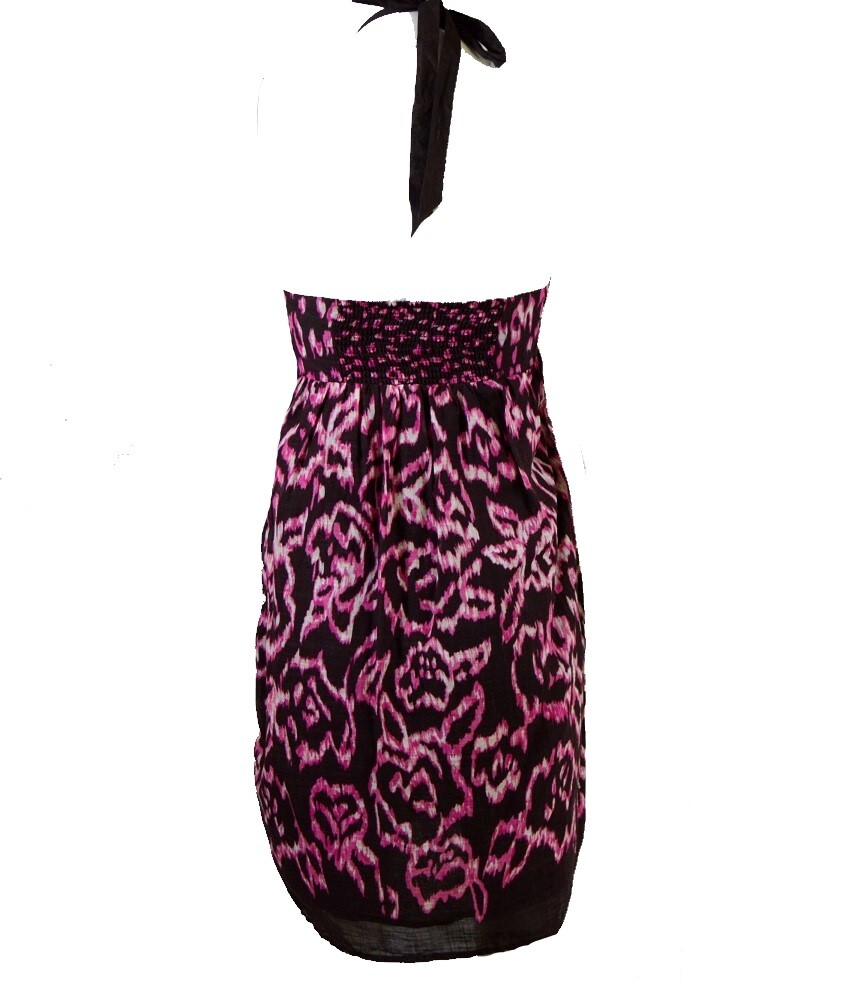 NWT Ann Taylor LOFT Pink Brown Ikat print women’s summer Halter Dress 2P, 4P, 6P