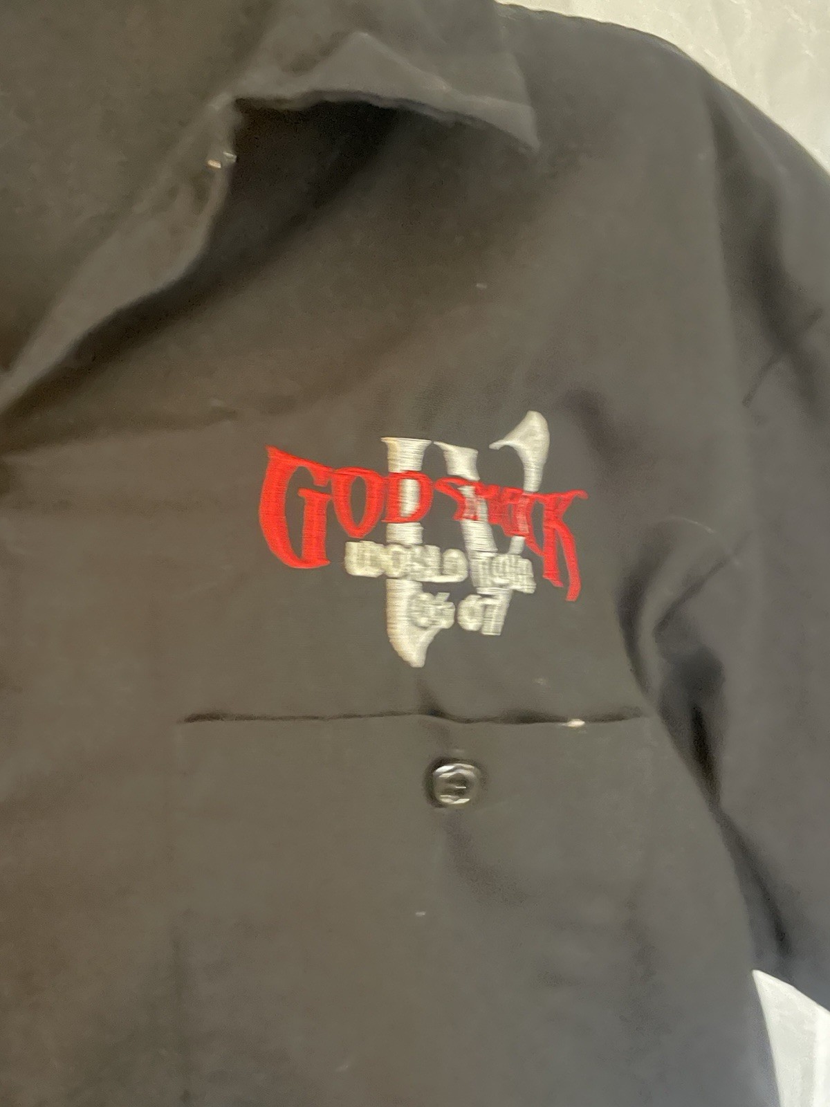 Dickies XL Black Short Sleeve Button Front Work Shirt Godsmack World Tour 06/07