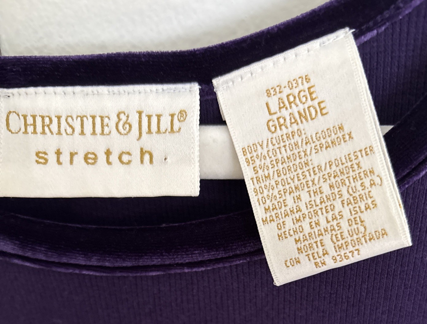 Stretch Scoop Neck Tank, Purple Plum, Velvet Look Trim, Sz L Y2K, Cottage Core