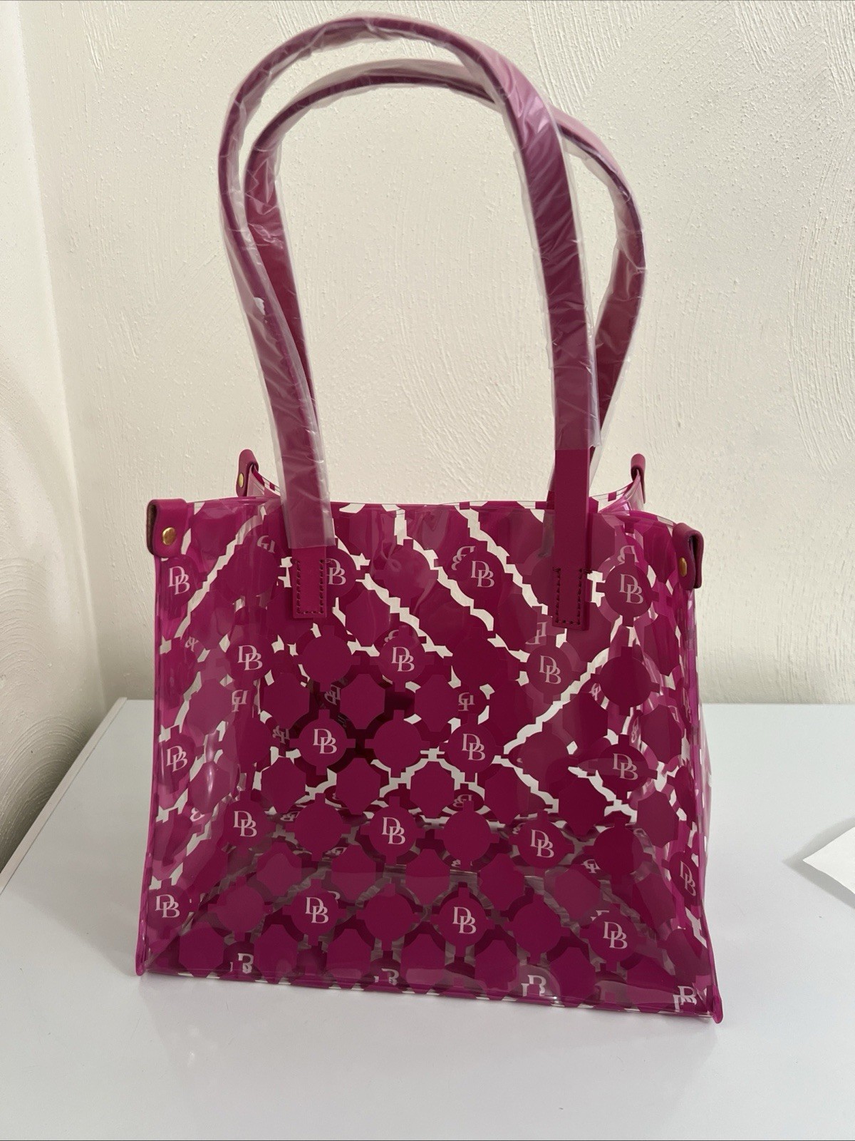 DOONEY & BOURKE DB MEDIUM SHOPPER TOTE HANDBAG CLEAR Transparent Hot Pink