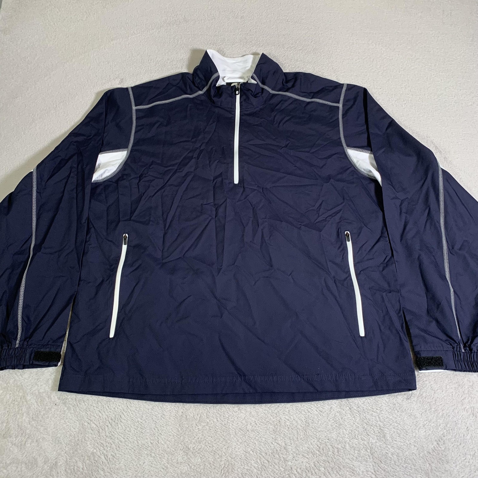 FootJoy Jacket Mens Large Blue 1/2 Zip Golf Windbreaker Lightweight Windshirt