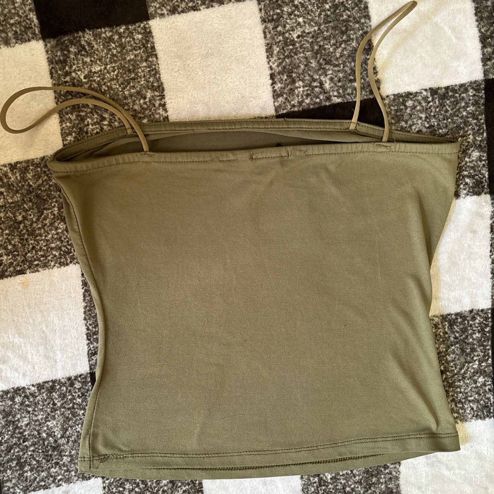 rue21 Women’s Green Solid Knit Stretch Scoop Neck Spaghetti Strap Cami M