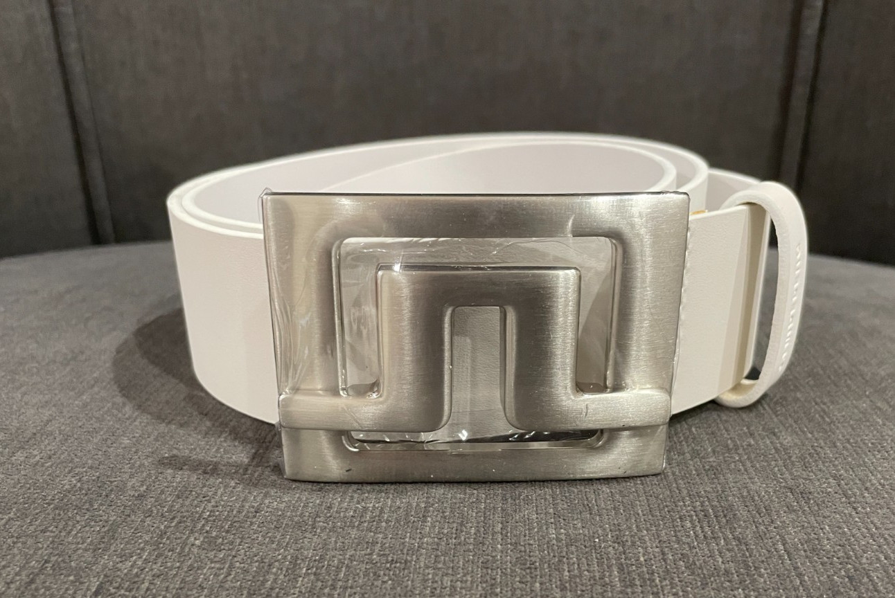 J.Lindeberg Men’s Slater White Leather Golf Belt – 38″/105 CM 1-1/2″ Wide NEW
