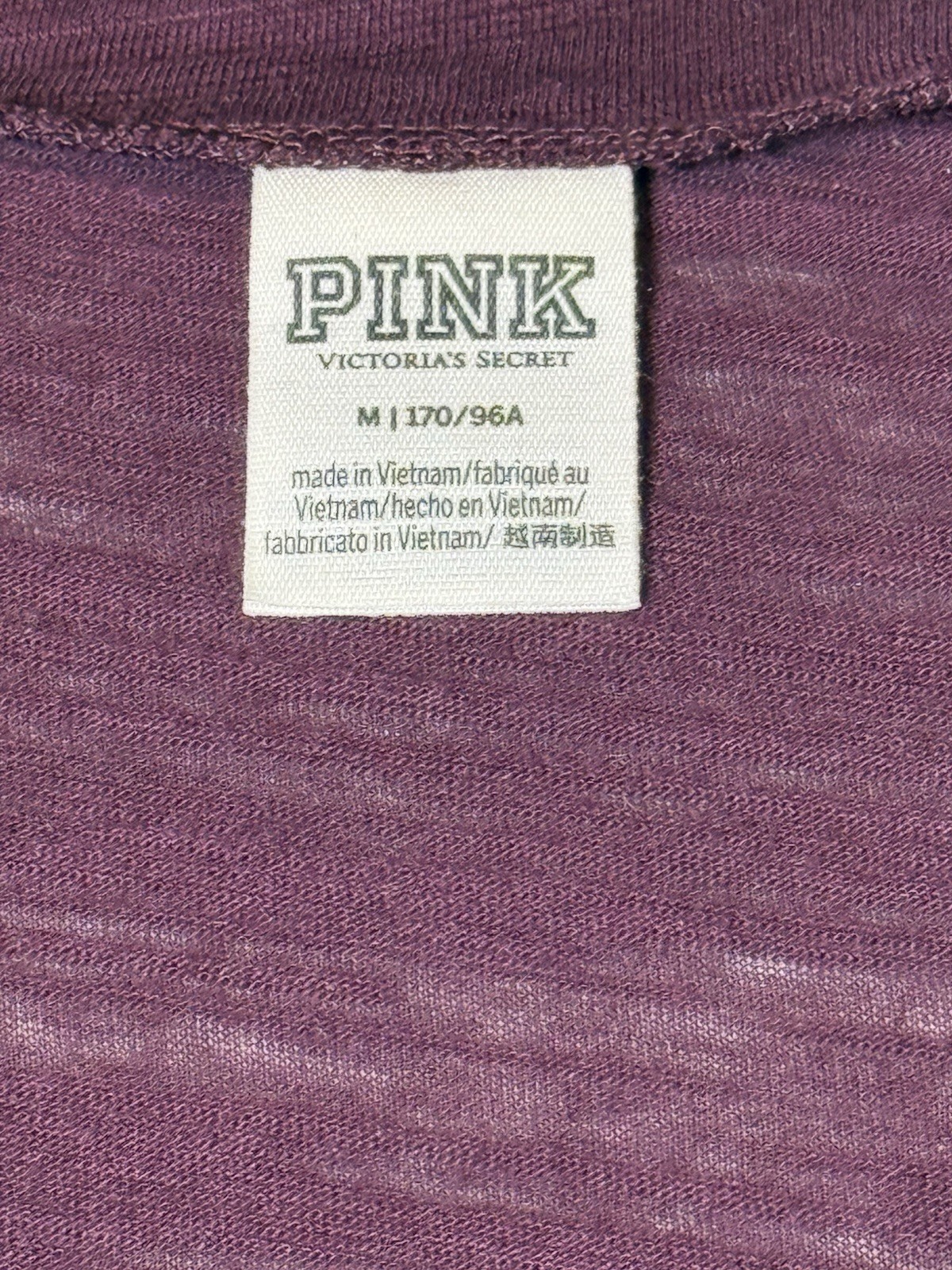 PINK Victoria’s Secret Purple Studded Logo V-Neck Tee Size Medium