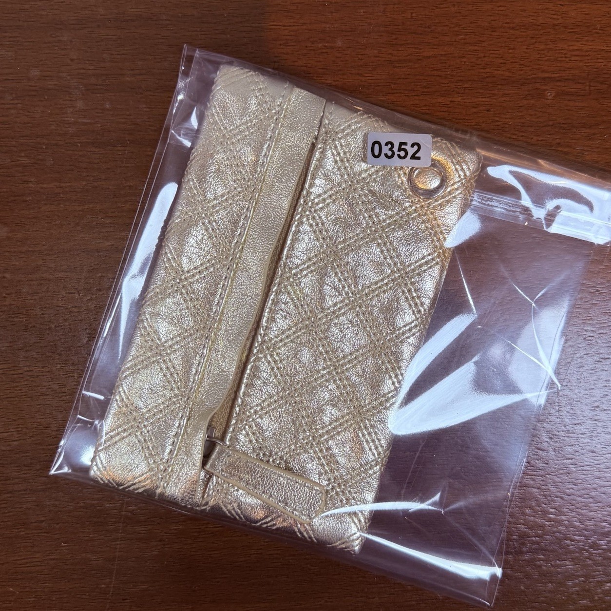Oroton Quilted Gold Leather Coin Purse Small Zip Key Wallet Pouch Quality