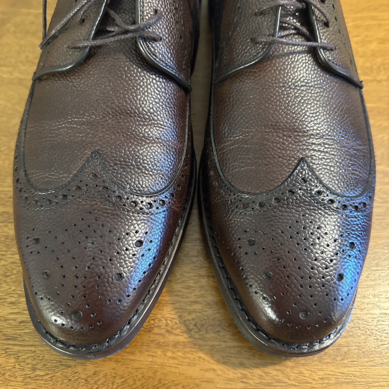 Allen Edmonds Player’s 2.0 Pebbled Brown Wingtip Dress Derby Men’s 12D Dainite