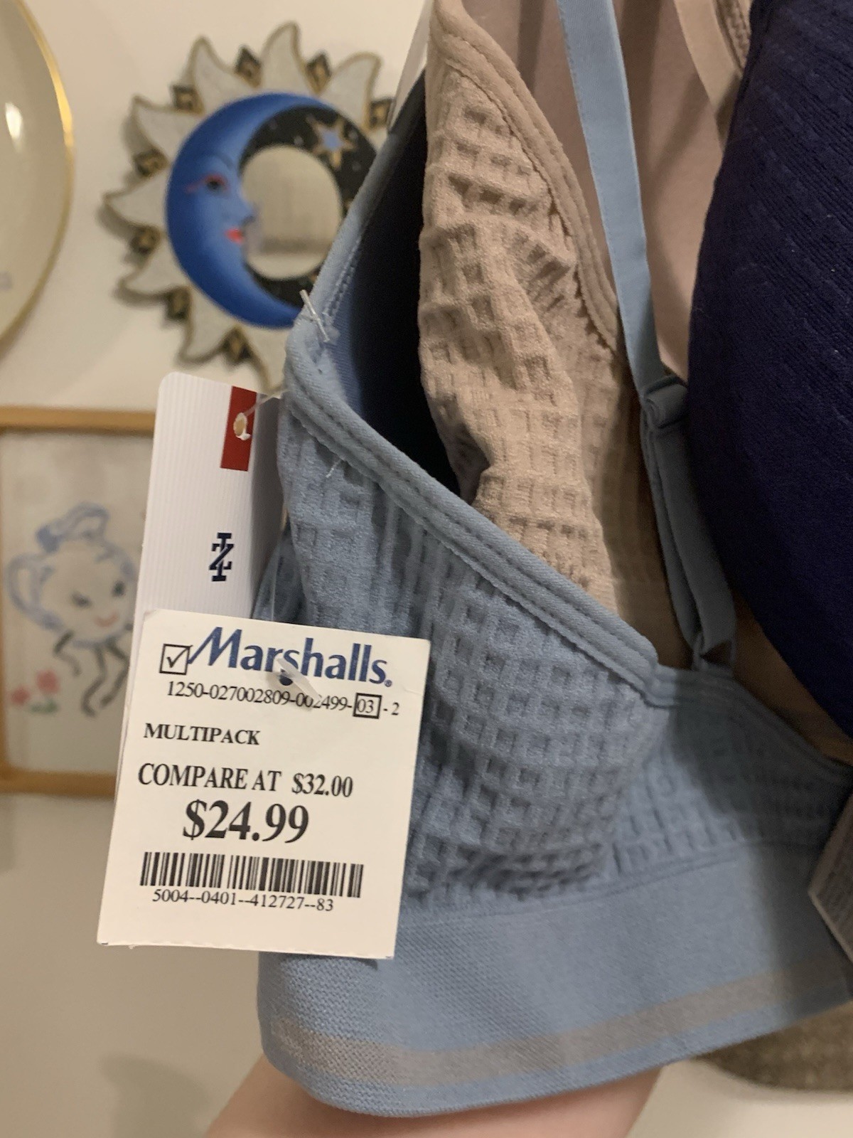 IZOD Women’s 3-Pack Wireless Bralette Bra Set Size L Solid Blue Beige Navy
