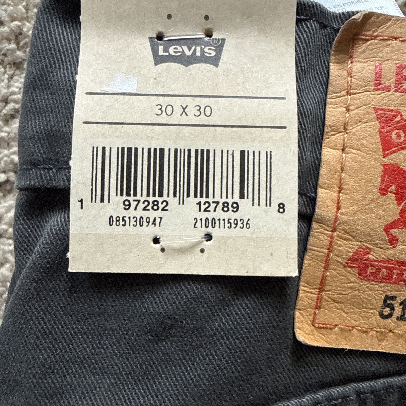 Levi’s 513 Slim Straight Jeans Stretch Slim Size 30×30 Midrise Grey Twill New