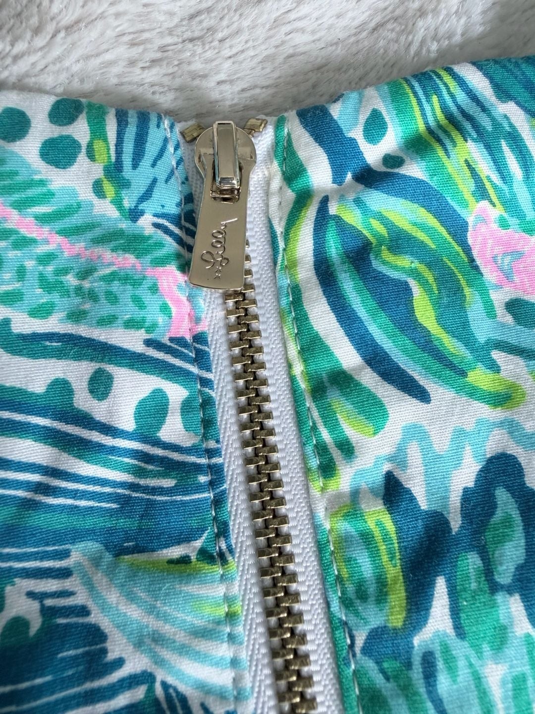 Lilly Pulitzer Sleeveless Shift Dress with Embroidered Eyelet Trim Detail
