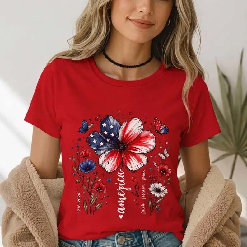 USA 250th Anniversary Shirt America 1776-2026 Graphic T Shirts For Women