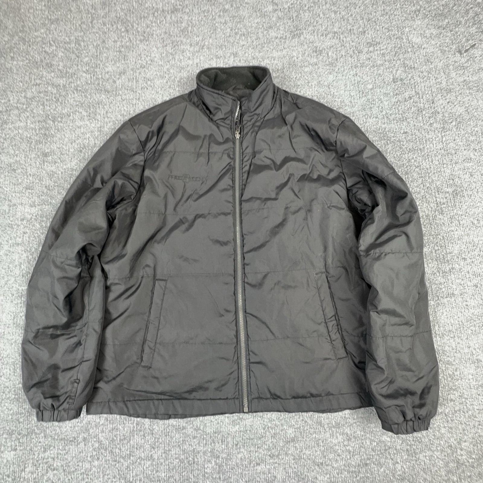 FreeTech Jacket Mens Large Black Insulated Full Zip Puffer Winter Coat