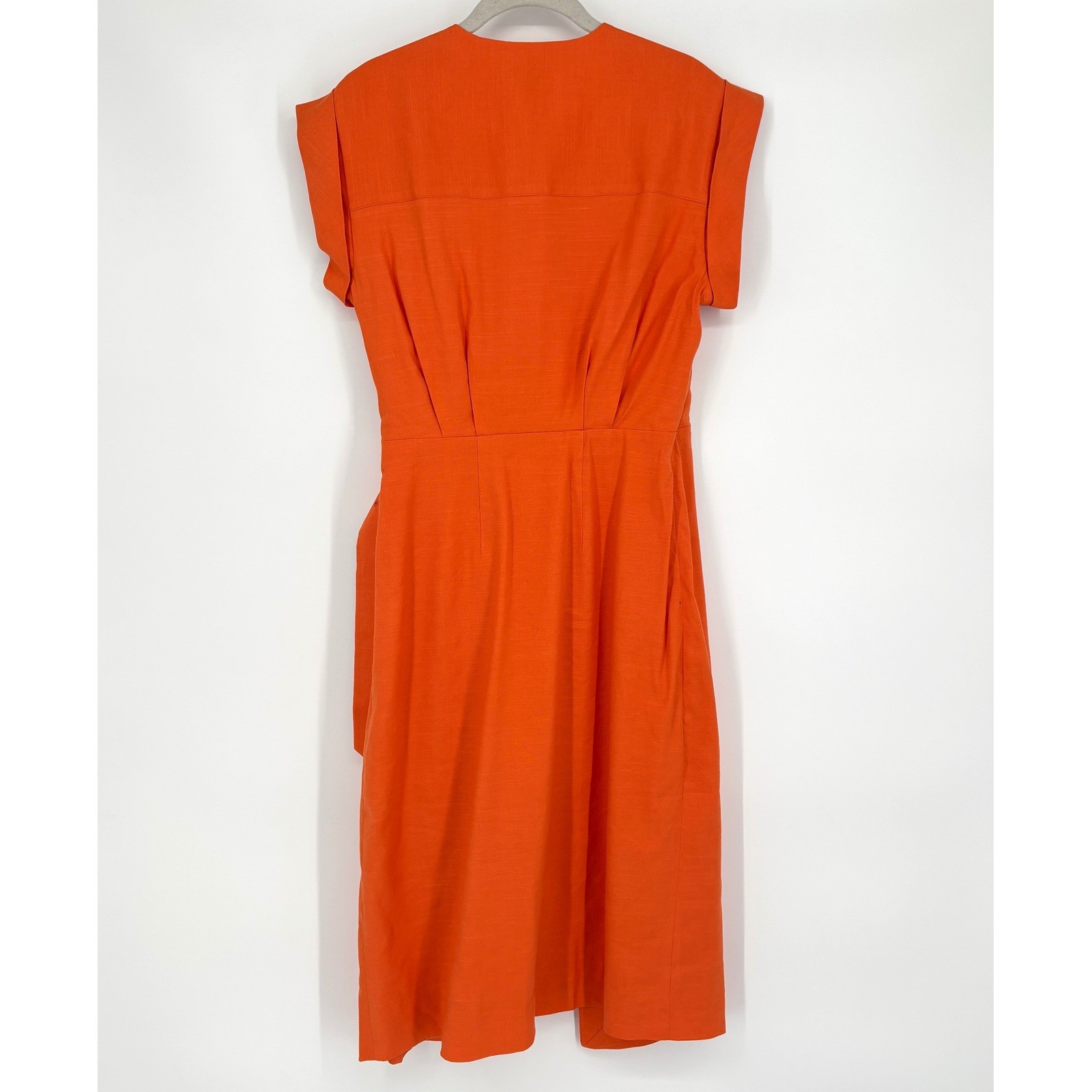 NWT Veronica Beard Octavia Wrap Midi Dress Linen Blend Belted Short Sleeve 4