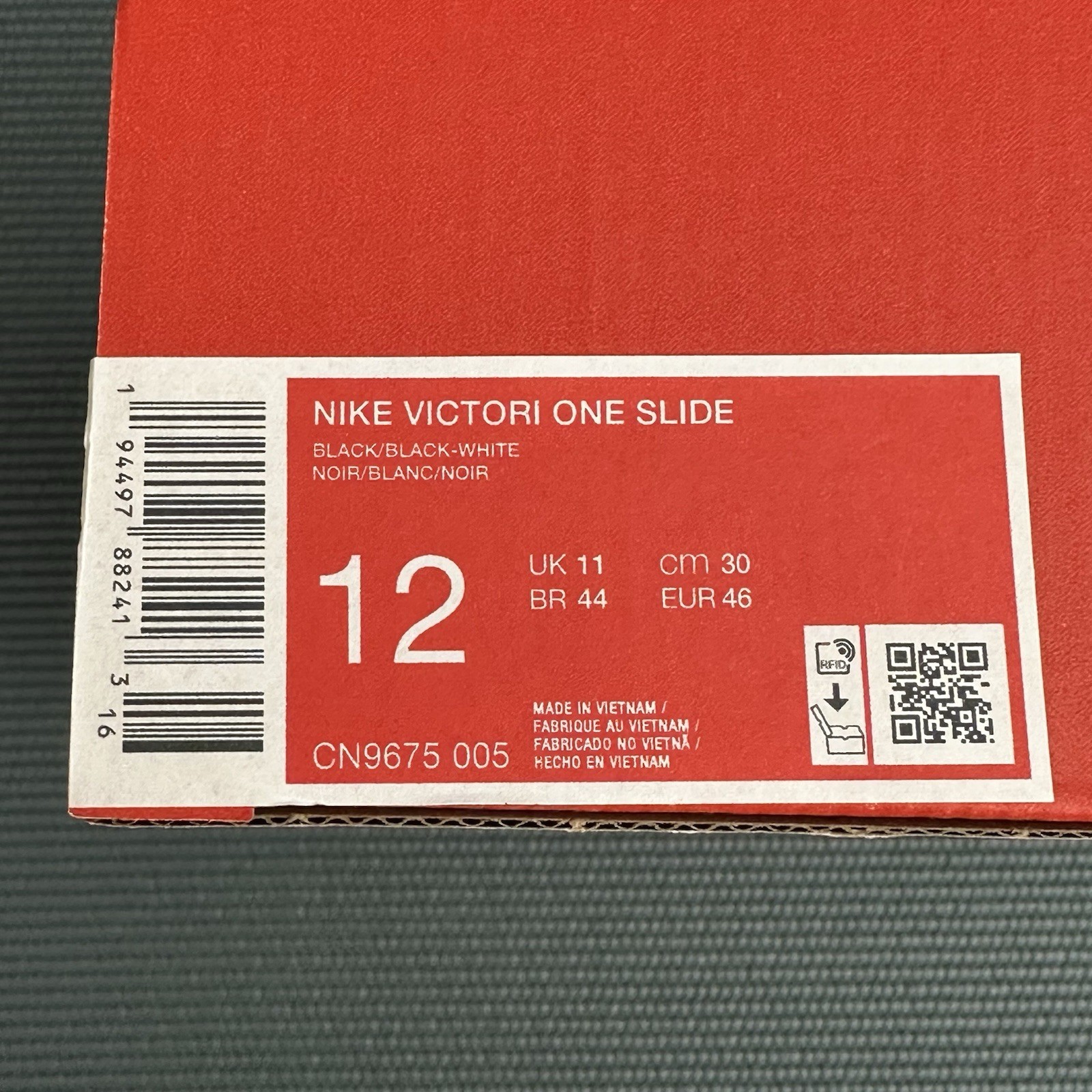 Nike Victori One Slide CN9675-005 Black White Men’s 12 Sandals Slides New NIB
