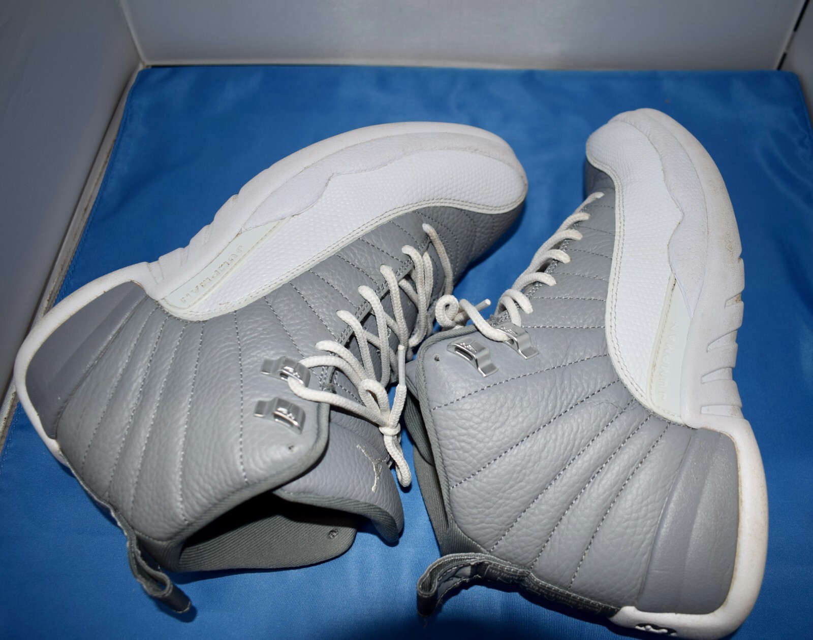 Nike Air Jordan 12 Stealth Size 8 White Grey Black OG High Shoe СТ8013-015 ~F3#4