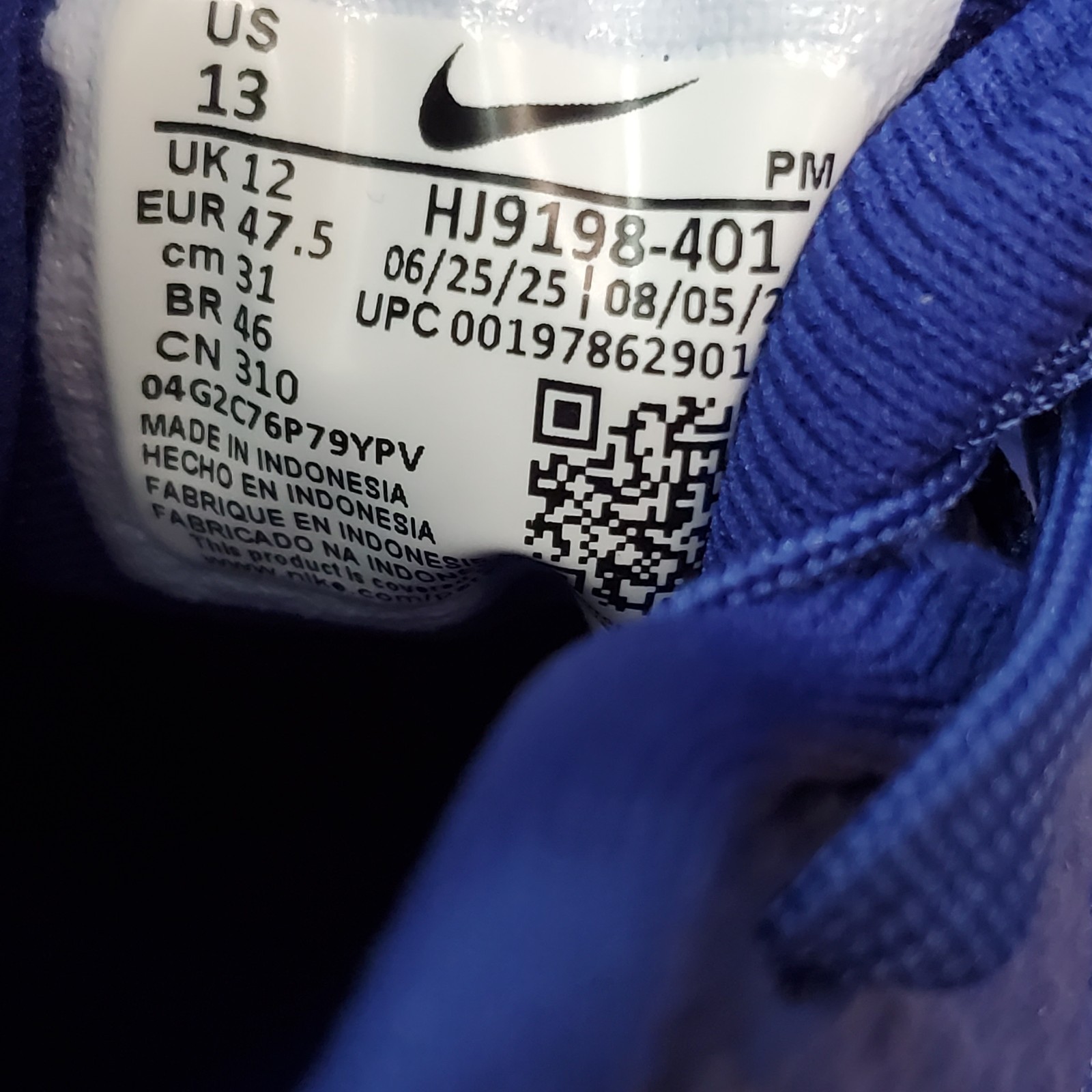 Mens Size 13 Nike Revolution 8 Shoes Royal Blue Black White Sneaker HJ9198-401