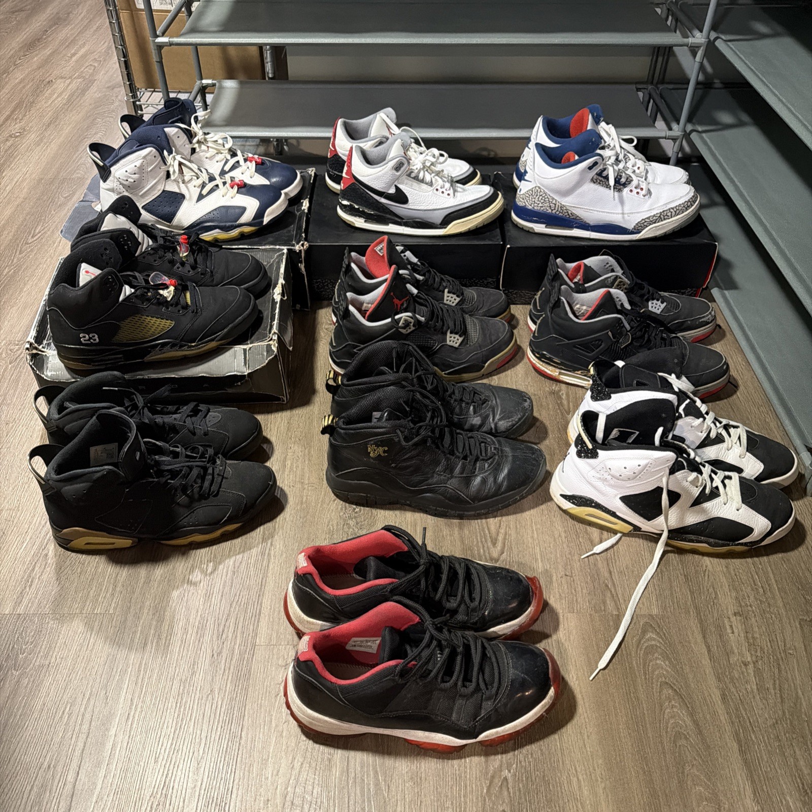 Air Jordan Bundle Lot 10 Pairs For Restoration Vintage OG Box Sizes 10-14 Bred