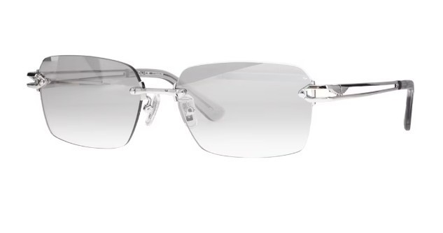 POLICE Sunglasses SPLT68J 583X Rimless Asian Fit Titanium Shiny Titanium Mirror