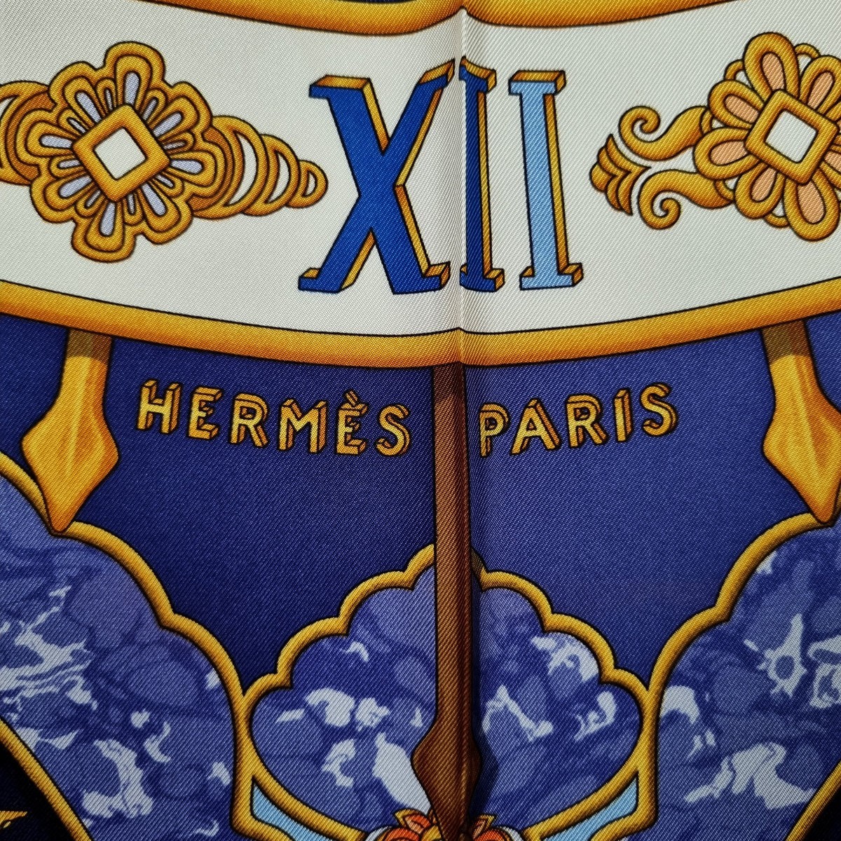 RARE VINTAGE HERMES Silk Scarf “Carpe Diem” Carre 90 designed by Joachim Metz