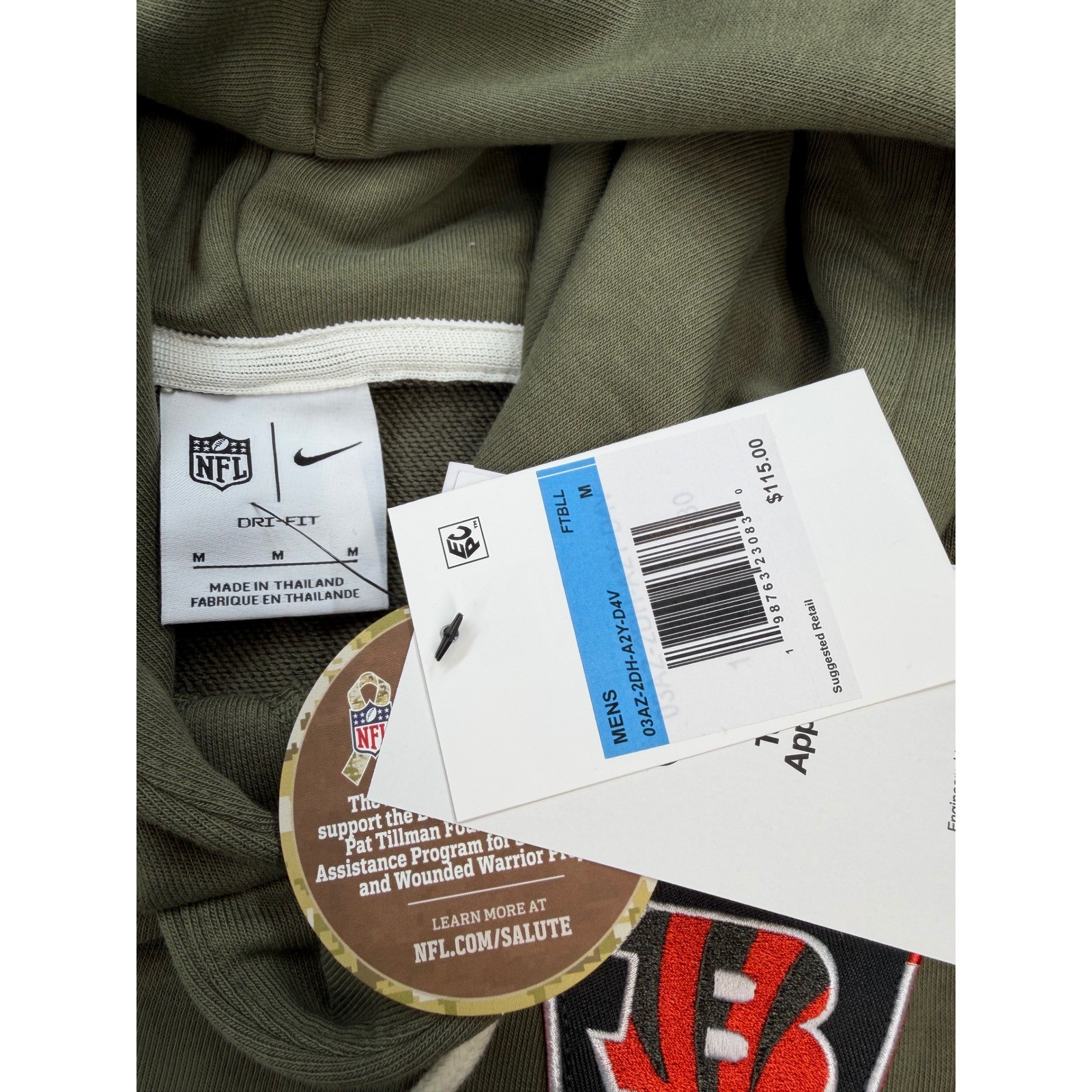 Nike Cincinnati Bengals Salute To Service Olive Dri-FIT Hoodie Medium NWT ($115)