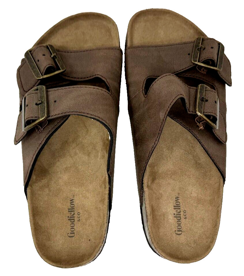 Goodfellow Women’s Double Buckle Comfort Slip On Slide Sandals Brown Size:7 102P