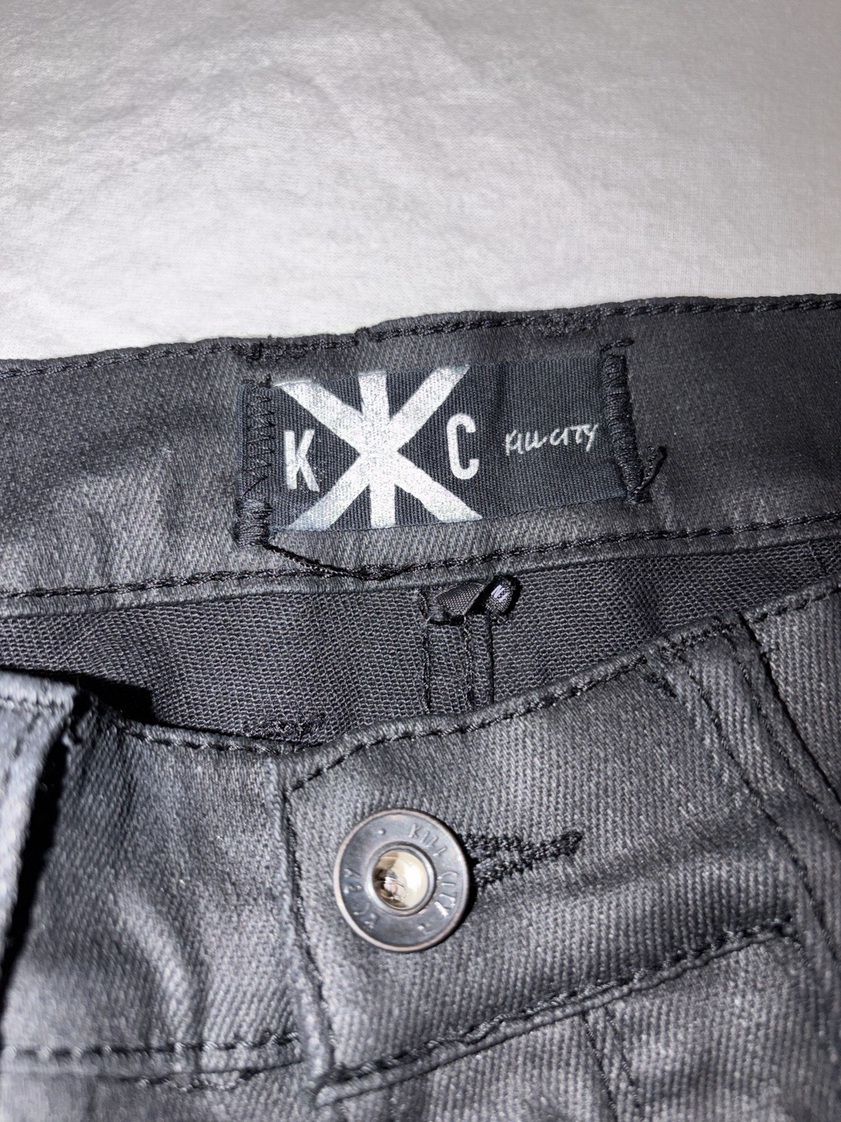 Kill City Black Waxed Denim Jeans Mens 28×30 Skinny Moto Biker Punk Excellent Co