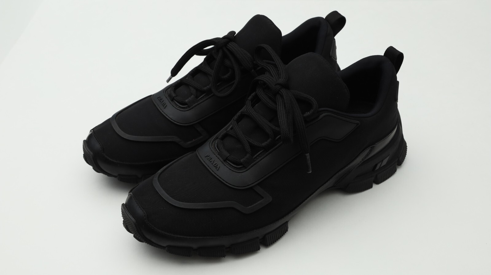 Prada Mens Sneakers Fabric Nylon/Rubber Sole Sneakers Sz UK 7/US 8 in All Black